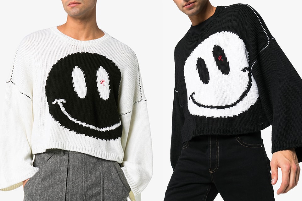 Raf Simons Black Smiley Intarsia Knit Sweaters Hypebeast Raf Simons Black Smiley Intarsia Knit Sweaters Hypebeast