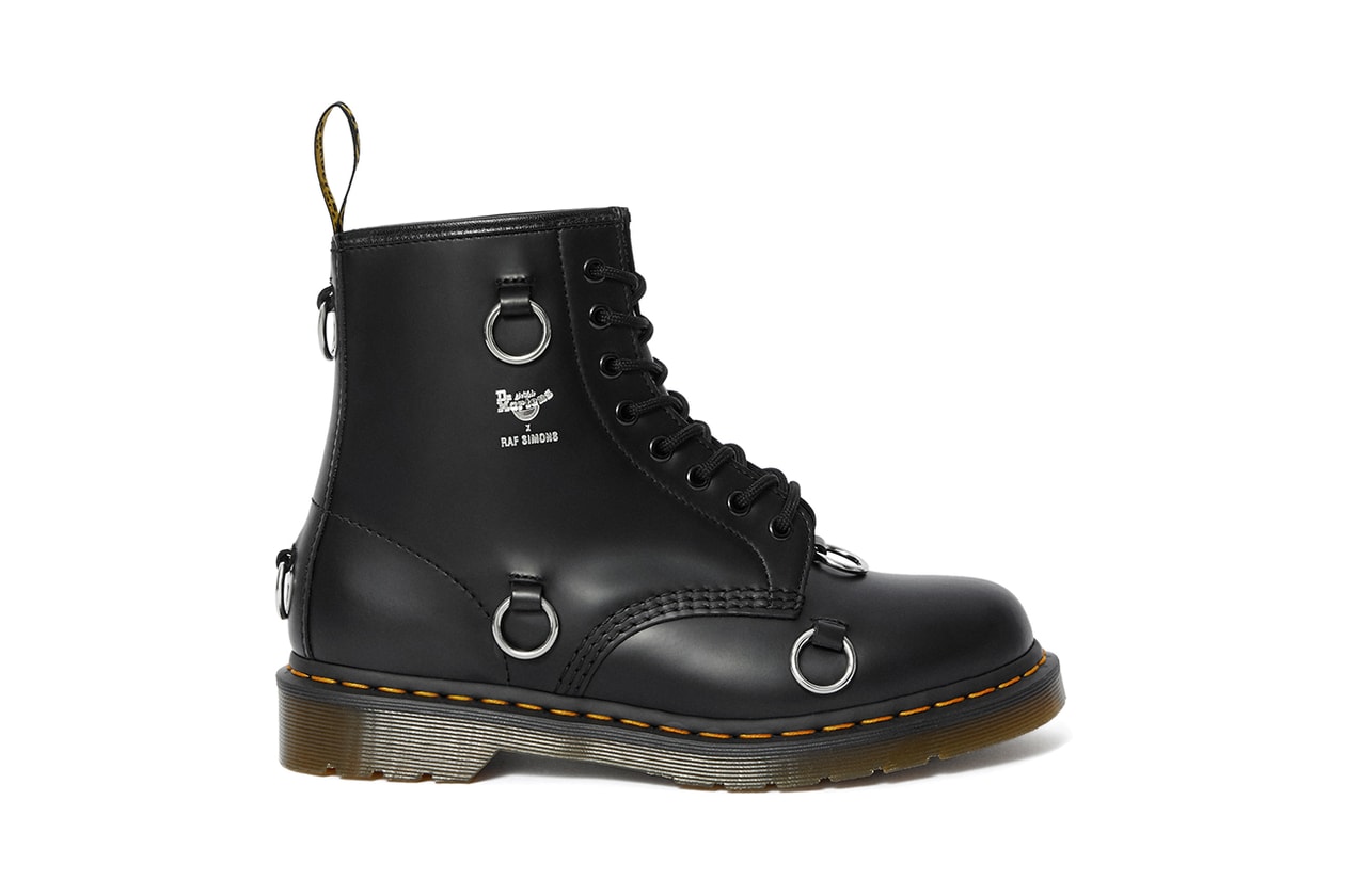 Raf simons dr martens spring summer 2020 release information 1460 remastered boots metal hooks buy cop purchase