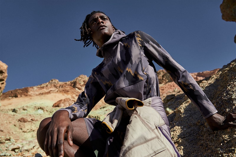 Robert Geller x lululemon "A Moment to Reflect" Collection lookbooks yoga camo outerwear jackets activewear 