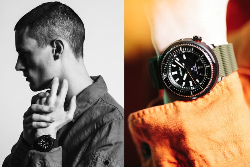 Seiko Prospex Street Series Collection "TUNA-CAN" exterior case MA-1 jacket divers series water resistance 200m SNE 547P1 and SNE 545P1 stillness motion time 