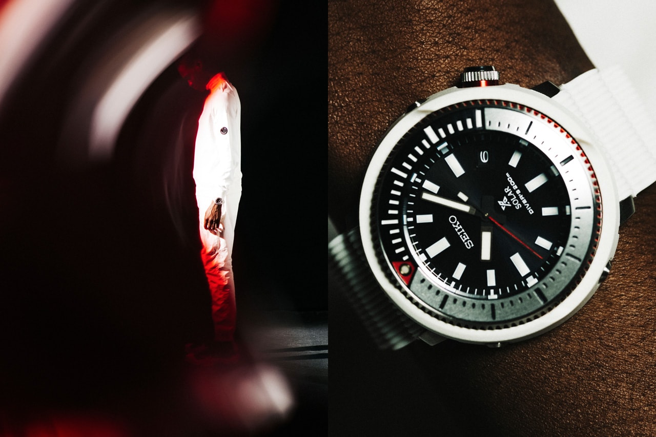 Seiko Prospex Street Series Collection "TUNA-CAN" exterior case MA-1 jacket divers series water resistance 200m SNE 547P1 and SNE 545P1 stillness motion time 
