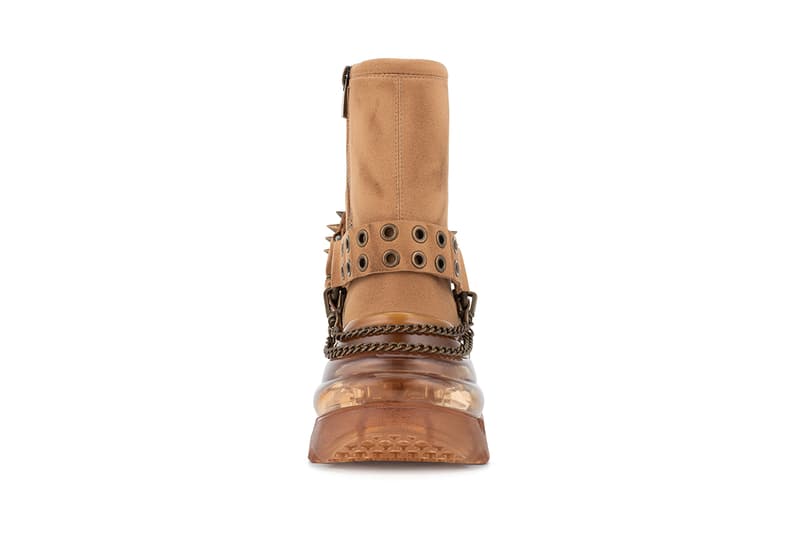 SHOES 53045 EASY RID'AIR Boot Release Information First Look Footwear Chunky Sole Air Bubble Unit David Tourniaire-Beauciel Western Themes Americana Chains Buckles Brown Suede Eco Friendly Conscious Faux Spikes Studs
