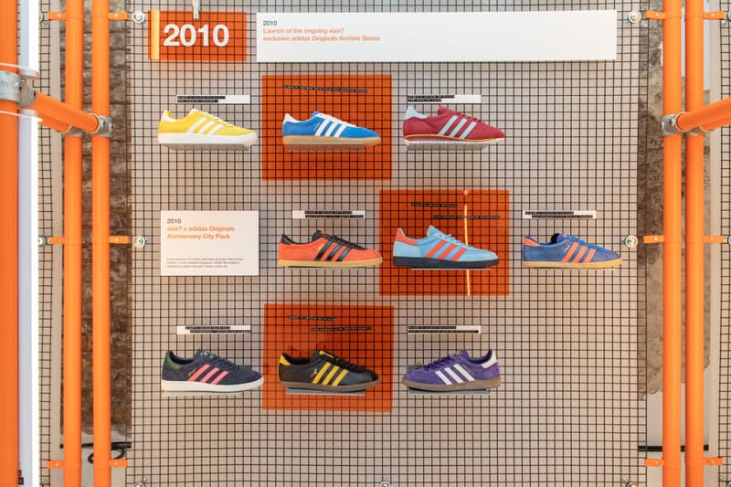 size? 20th anniversary exhibition installation event retail footwear sneakers community london nike adidas dave white henry poole new balance