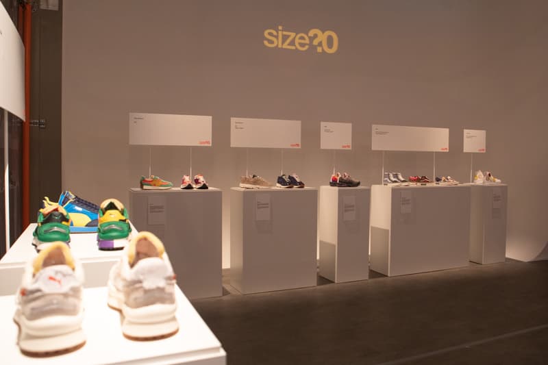 size? 20th anniversary exhibition installation event retail footwear sneakers community london nike adidas dave white henry poole new balance