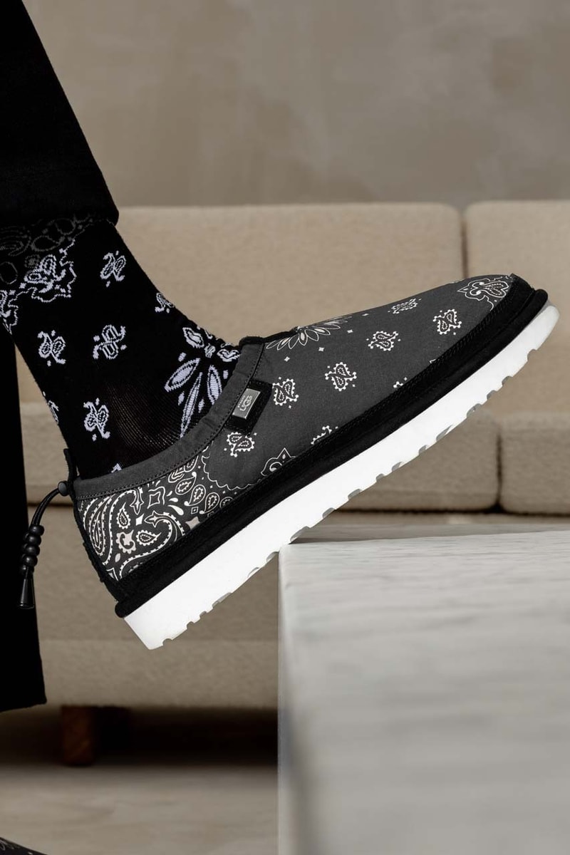 stampd ugg chris stamp tasman slipper slippers shoe collaboration release date ss20 spring summer 2020 black bandana vaporous gray grey