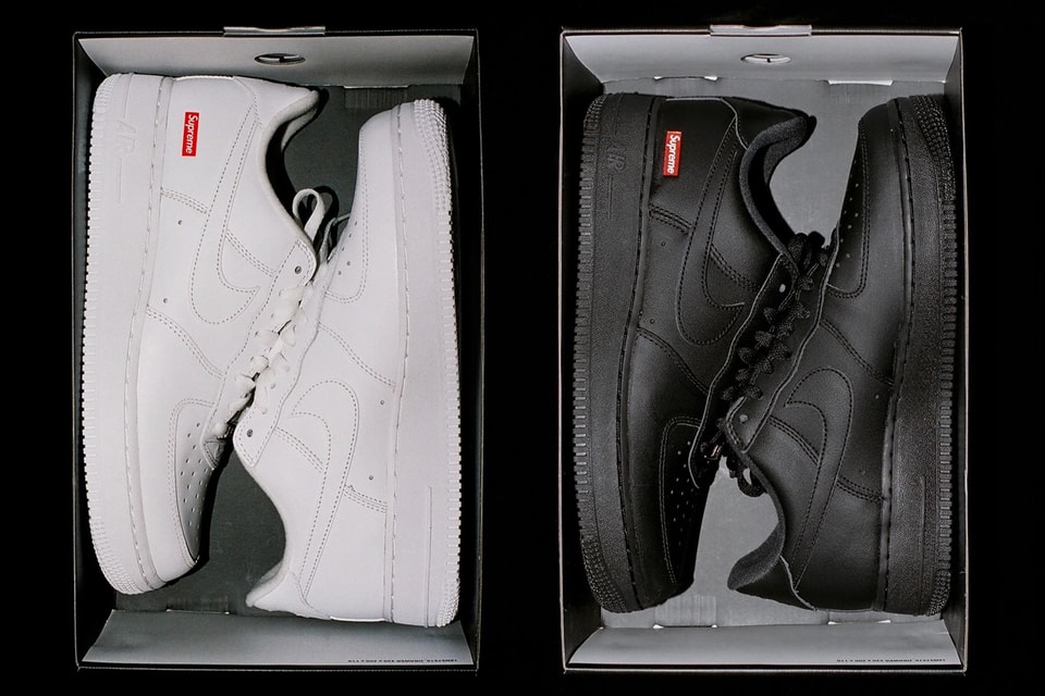 Size 9 - Nike Air Force 1 Low x Supreme Box Logo - Black - Pre Owned