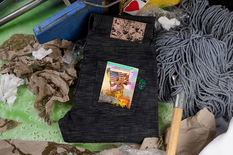 'The Toxic Avenger' x Naked & Famous Denim Capsule Collection Release Information First Look Comic Book Series '80s B-Movie Cult Classic Embroidered Jacket Jeans Twill Neon Green Stripes Screenprinting Logos Cartoon