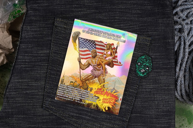 'The Toxic Avenger' x Naked & Famous Denim Capsule Collection Release Information First Look Comic Book Series '80s B-Movie Cult Classic Embroidered Jacket Jeans Twill Neon Green Stripes Screenprinting Logos Cartoon