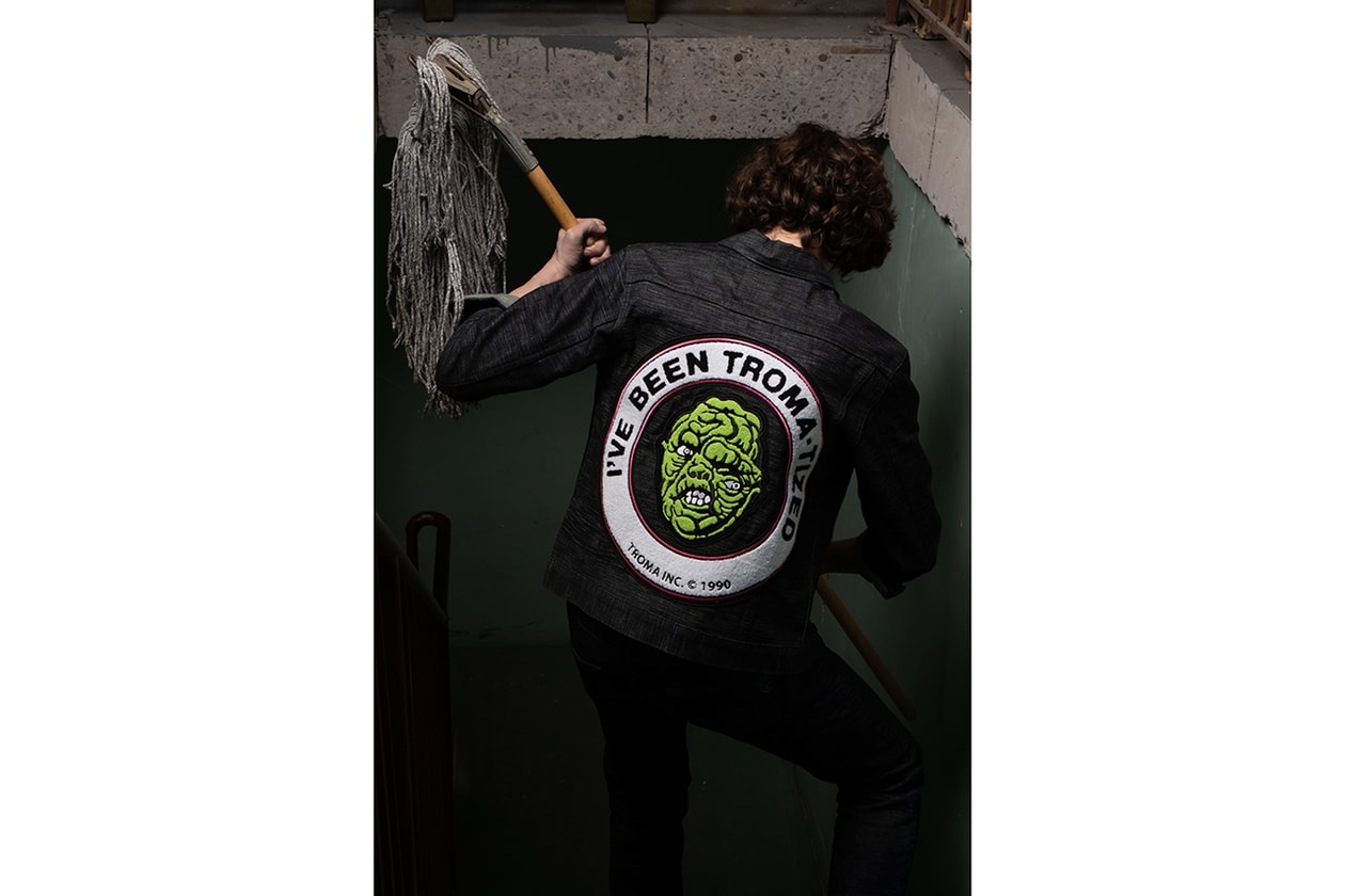 'The Toxic Avenger' x Naked & Famous Denim Capsule Collection Release Information First Look Comic Book Series '80s B-Movie Cult Classic Embroidered Jacket Jeans Twill Neon Green Stripes Screenprinting Logos Cartoon