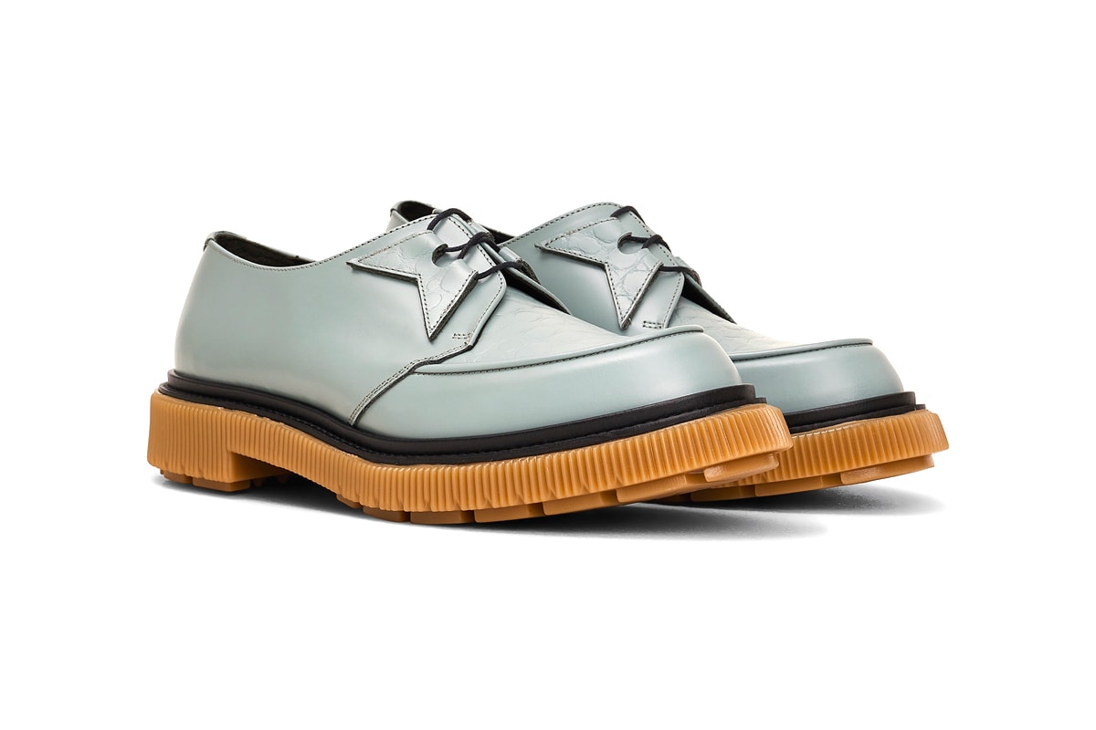 Tres Bien Adieu Type 141 Leather Derby Bottle Green blue gray black gum sole treaded creeper croc polished sneakers shoes footwear classic sartorial bespoke dress trainers loafers