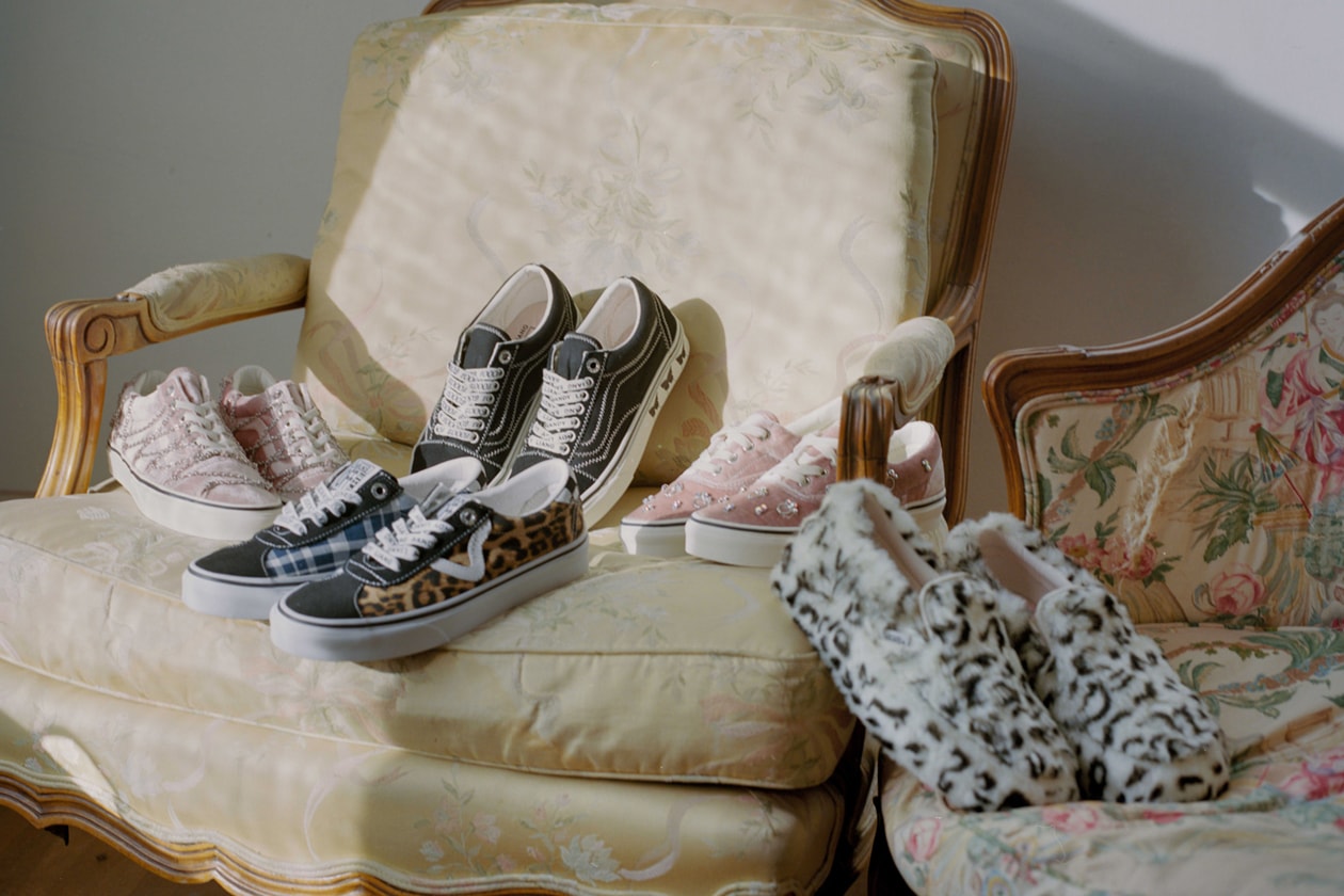 Sandy Liang x Vans Footwear & Apparel Collection Apparel Old Skool Platform Slip-Ons Classic Tartan Fur Velour Pink Jumpsuits Crossbody Bags Shearling Polka Dots Jackets Bucket Hats 