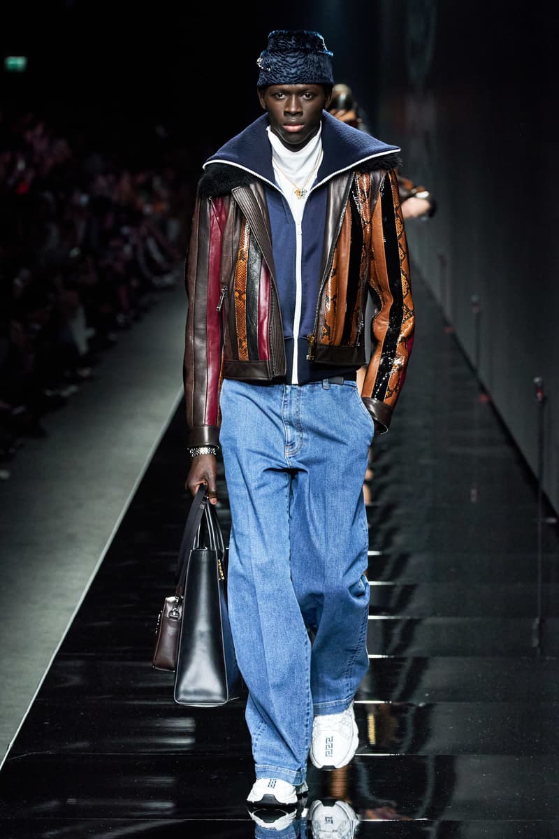 Versace Fall/Winter 2020 Milan Fashion Week Co-Ed Show Runway Donatella Versace Shots Looks Menswear Womenswear House Symbols Greek Key Pattern Tailoring Sportswear