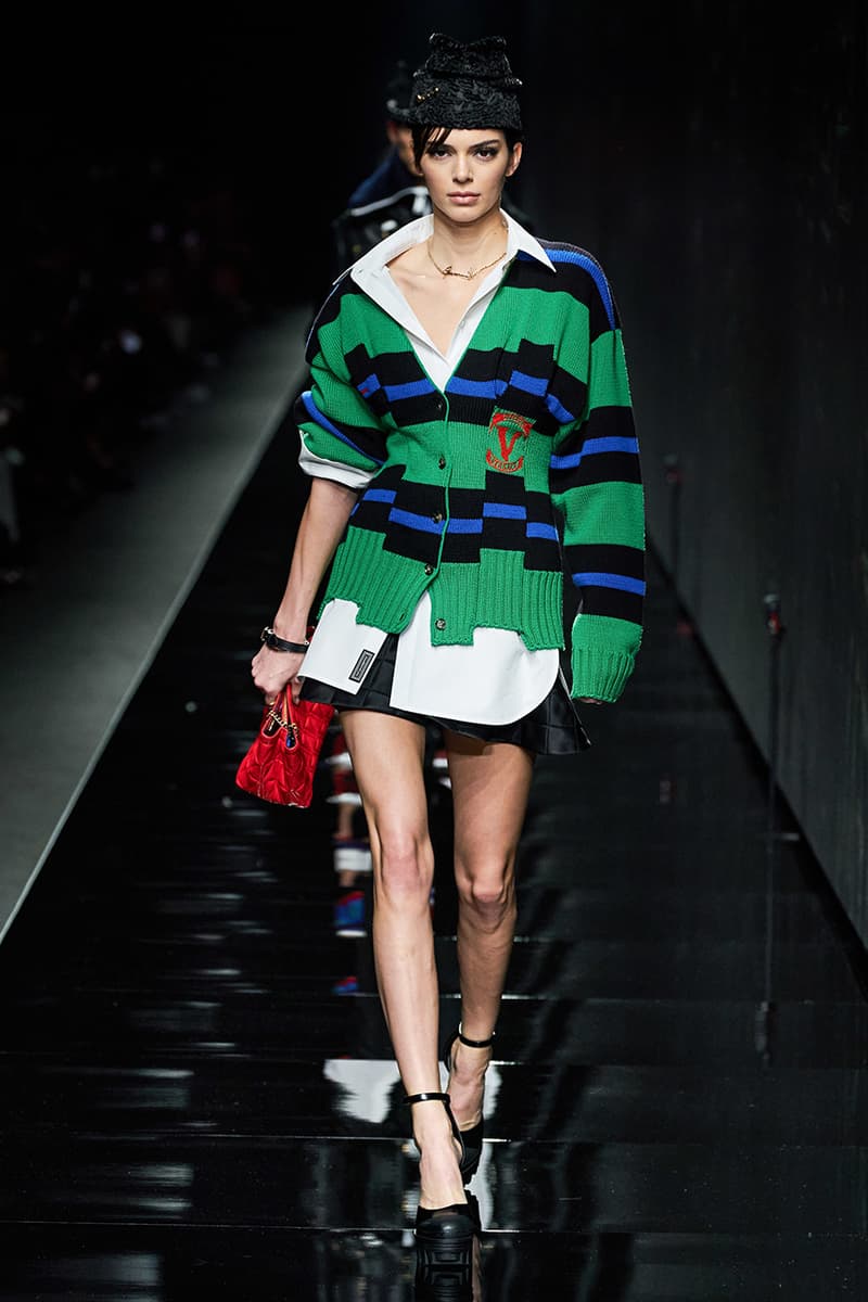 Versace Fall/Winter 2020 Milan Fashion Week Co-Ed Show Runway Donatella Versace Shots Looks Menswear Womenswear House Symbols Greek Key Pattern Tailoring Sportswear