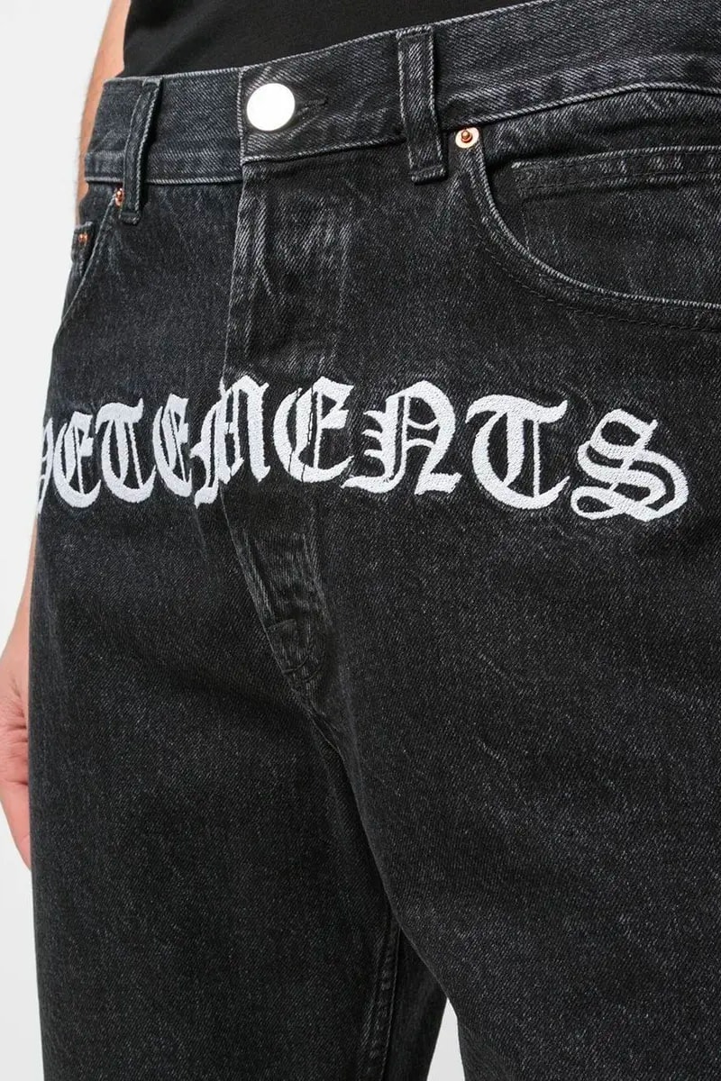 Vetements Gothic Print Jeans Release Info Black White Price Buy The Webster Denim