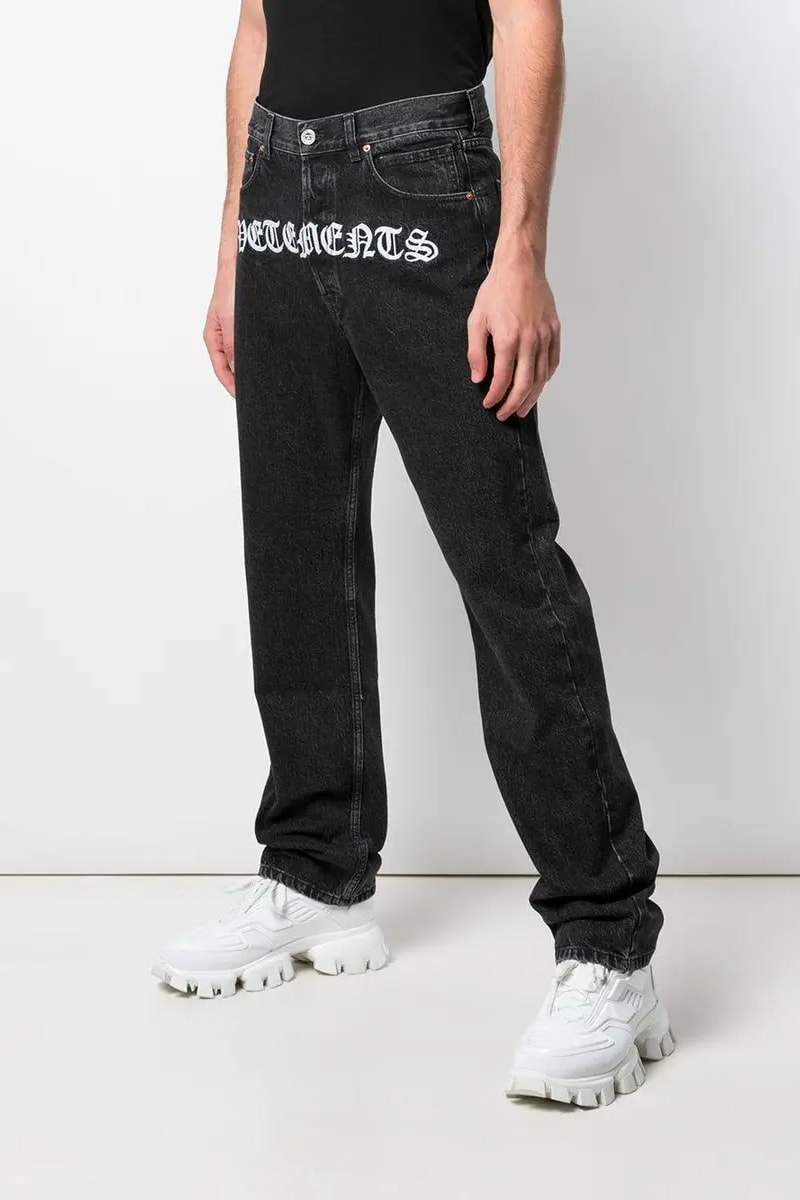 Vetements Gothic Print Jeans Release Info Black White Price Buy The Webster Denim