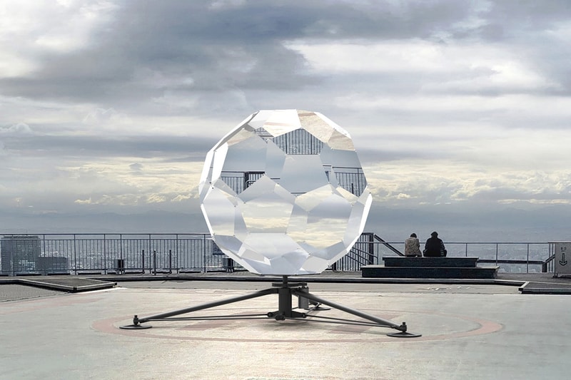 Vincent Leroy Illusion Lens Installation tokyo rooftop large scale sculpture Roppongi Hills Mori Tower helicopter landing helipad transportation geode kaleidoscope