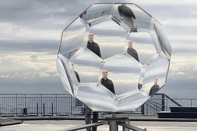 Vincent Leroy Illusion Lens Installation tokyo rooftop large scale sculpture Roppongi Hills Mori Tower helicopter landing helipad transportation geode kaleidoscope