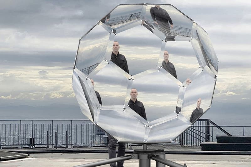 Vincent Leroy Illusion Lens Installation tokyo rooftop large scale sculpture Roppongi Hills Mori Tower helicopter landing helipad transportation geode kaleidoscope