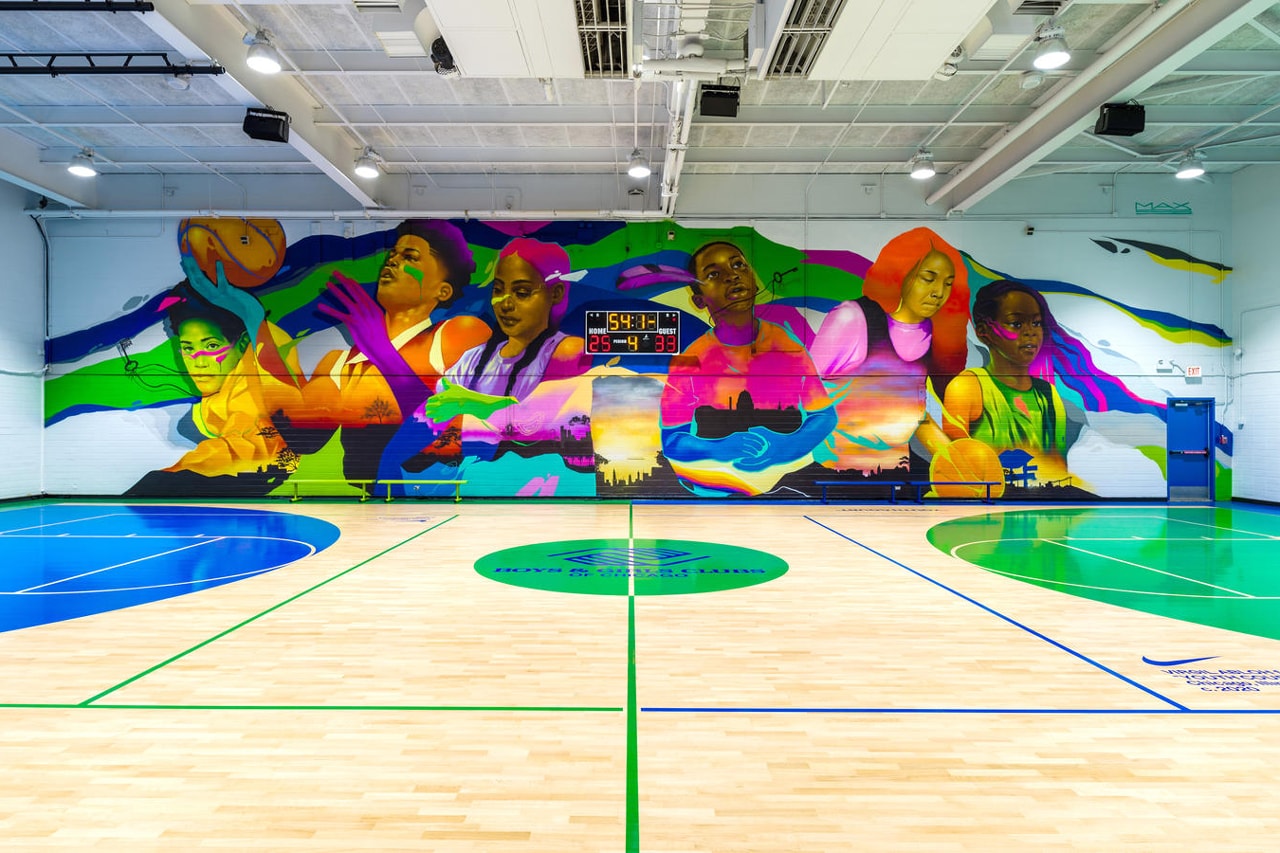virgil abloh nike boys and girls club chicago basketball court facility redesign revamp mural garfield park