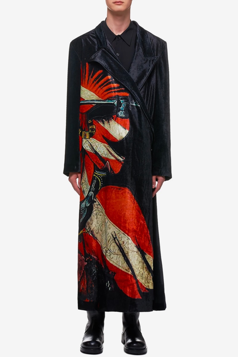 Yohji Yamamoto Oversized Velour Coat Spring summer 2020 collection HN D13 206 BLACK menswear streetwear japanese designer fashion artwork y3 coats jackets tops outerwear