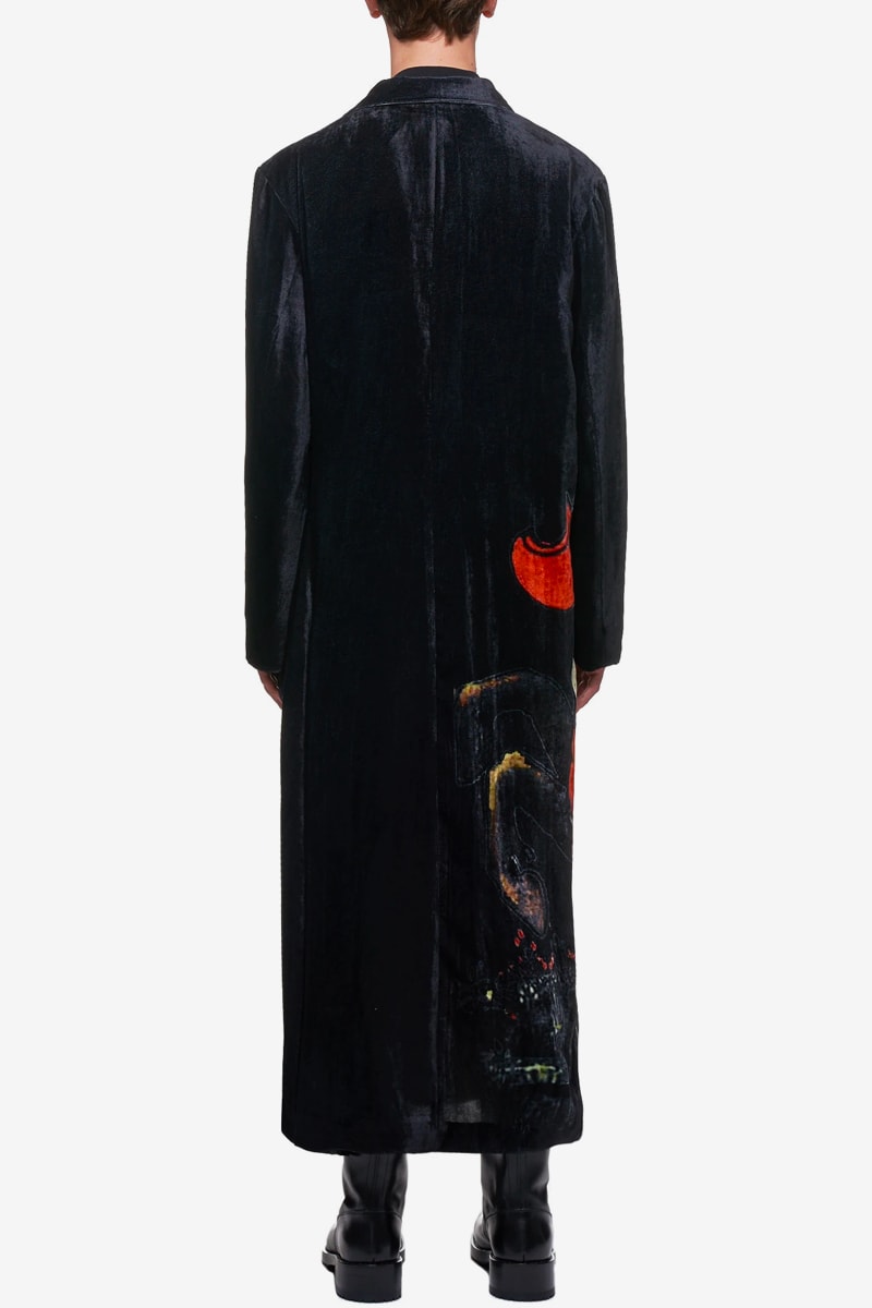 Yohji Yamamoto Oversized Velour Coat Spring summer 2020 collection HN D13 206 BLACK menswear streetwear japanese designer fashion artwork y3 coats jackets tops outerwear