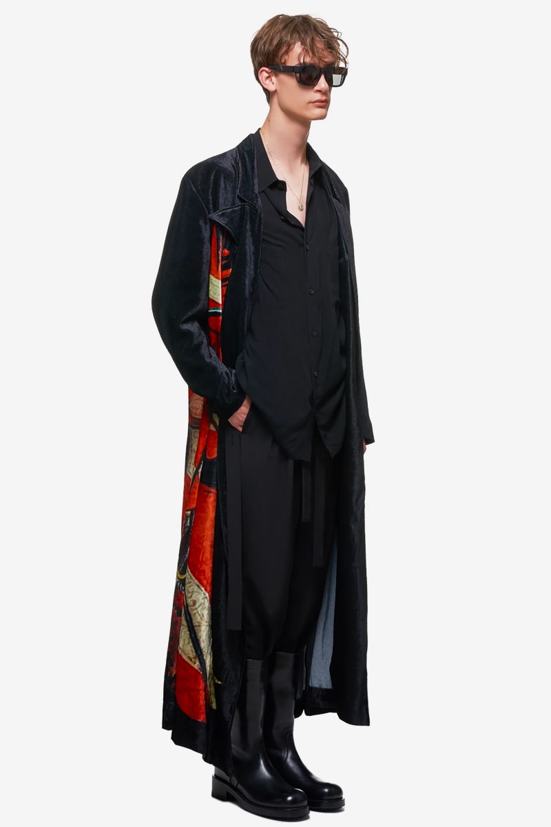 Yohji Yamamoto Oversized Velour Coat Spring summer 2020 collection HN D13 206 BLACK menswear streetwear japanese designer fashion artwork y3 coats jackets tops outerwear