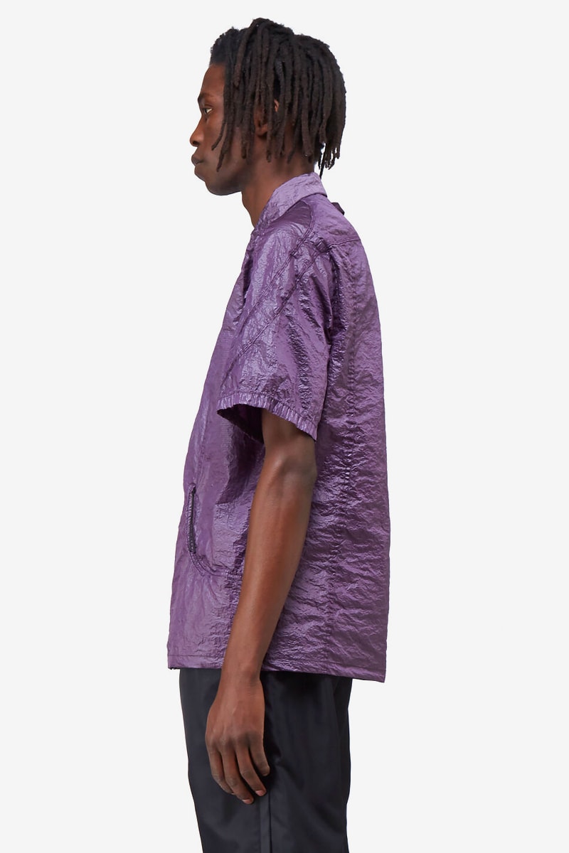 1017 ALYX 9SM Purple Crinkle-Effect Nylon Shirt Release Info LN-CC where to buy matthew m. williams silver-tone metal zipper 