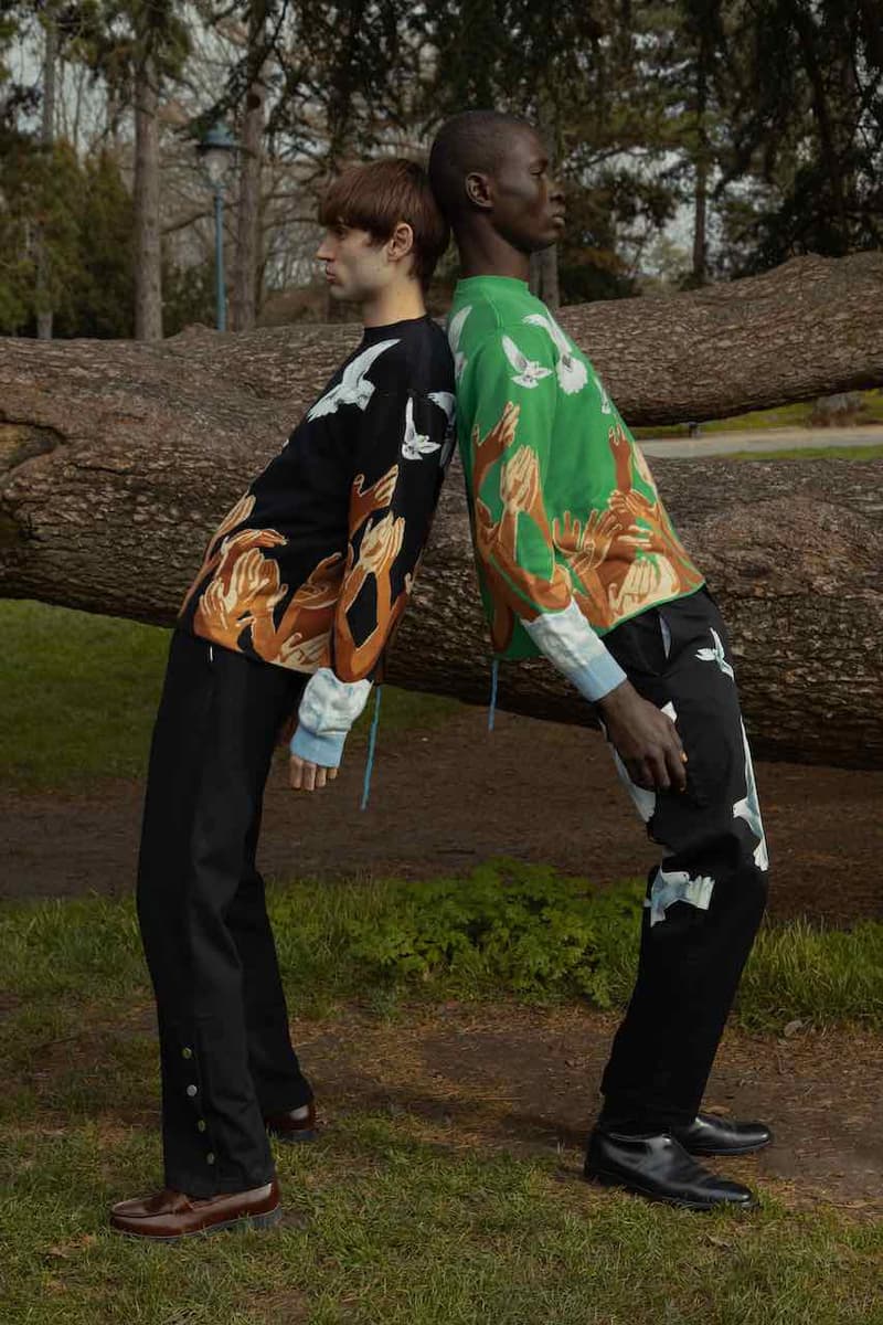 3.PARADIS Spring/Summer 2020 "Three Little Birds" Collection Fashion Story Lookbook Imagery Campaign Menswear Identity Diversity Culture Outerwear Sweaters T-Shits Graphic Prints Release Information First Look Rashidi Noah ahuel Serrano, Coco Diarra, Cheikne Traore, Basil Ekang, Ivan Lefort Adam Mickael