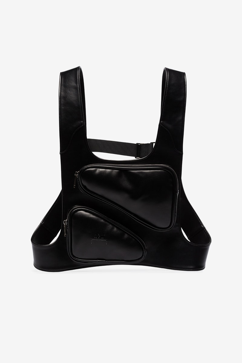 A COLD WALL Black Leather Harness Bag accessories menswear streetwear nylon spring summer  brutalist 2020 collection samuel ross designer geometric functional technical