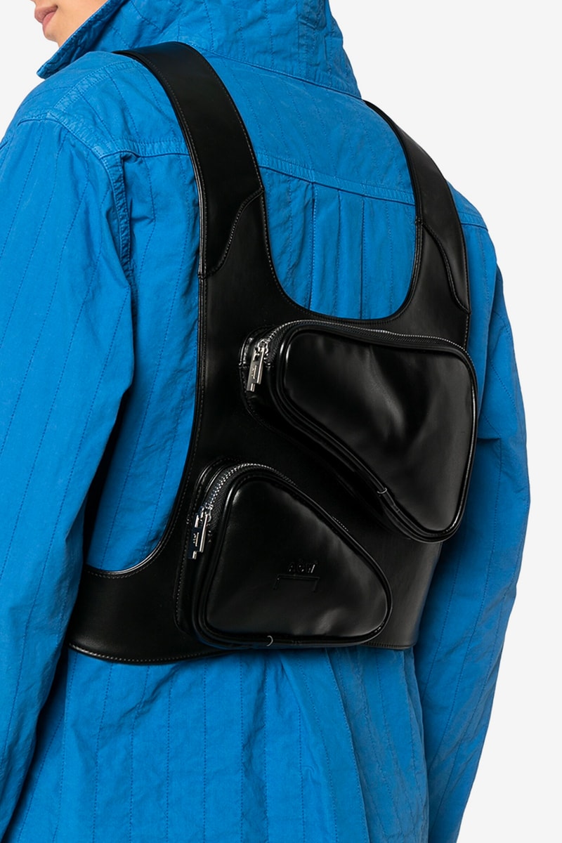 A COLD WALL Black Leather Harness Bag accessories menswear streetwear nylon spring summer  brutalist 2020 collection samuel ross designer geometric functional technical