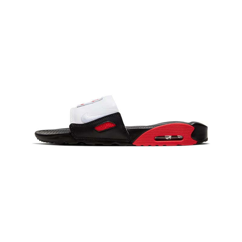 red double strap nike slides