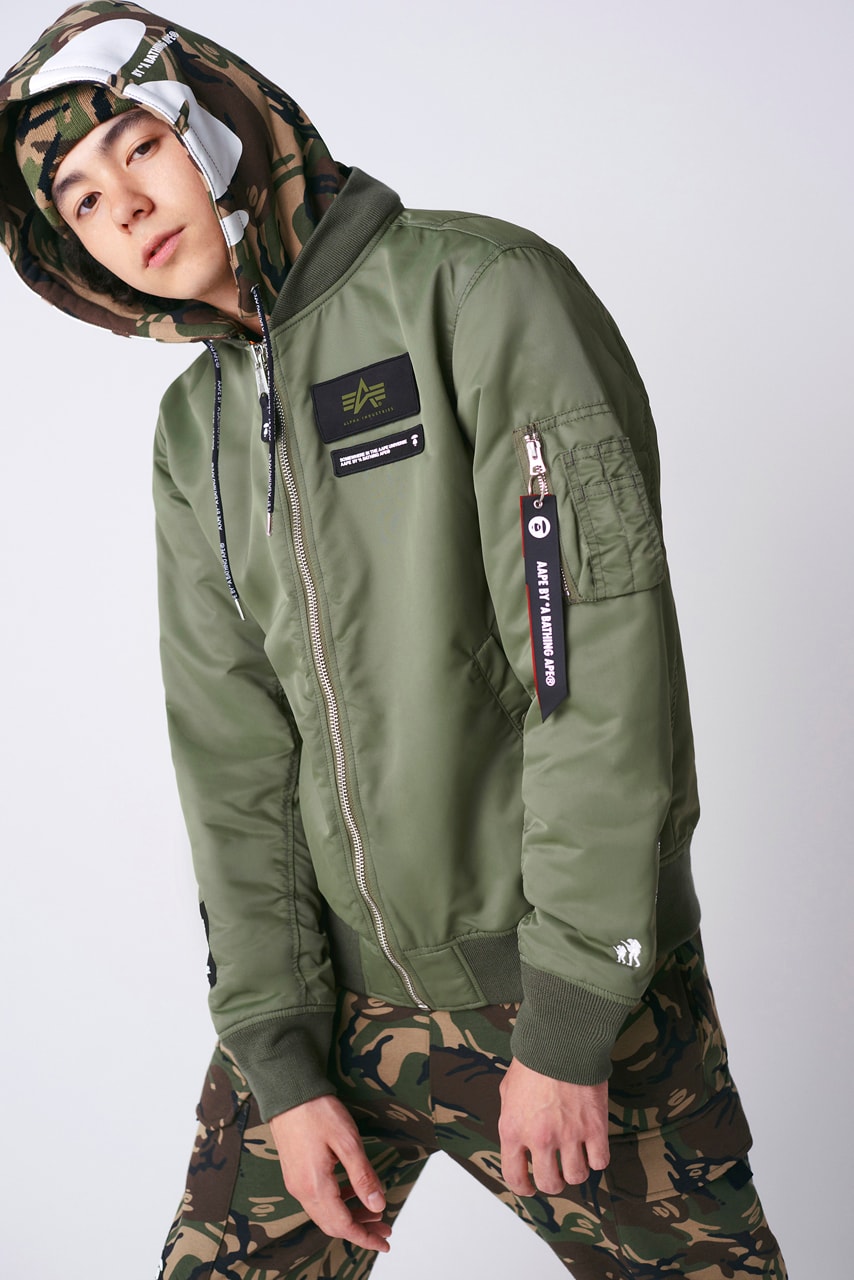 AAPE x Alpha Industries Spring/Summer 2020 Collaboration collection ss20 jacket hoodie apparel