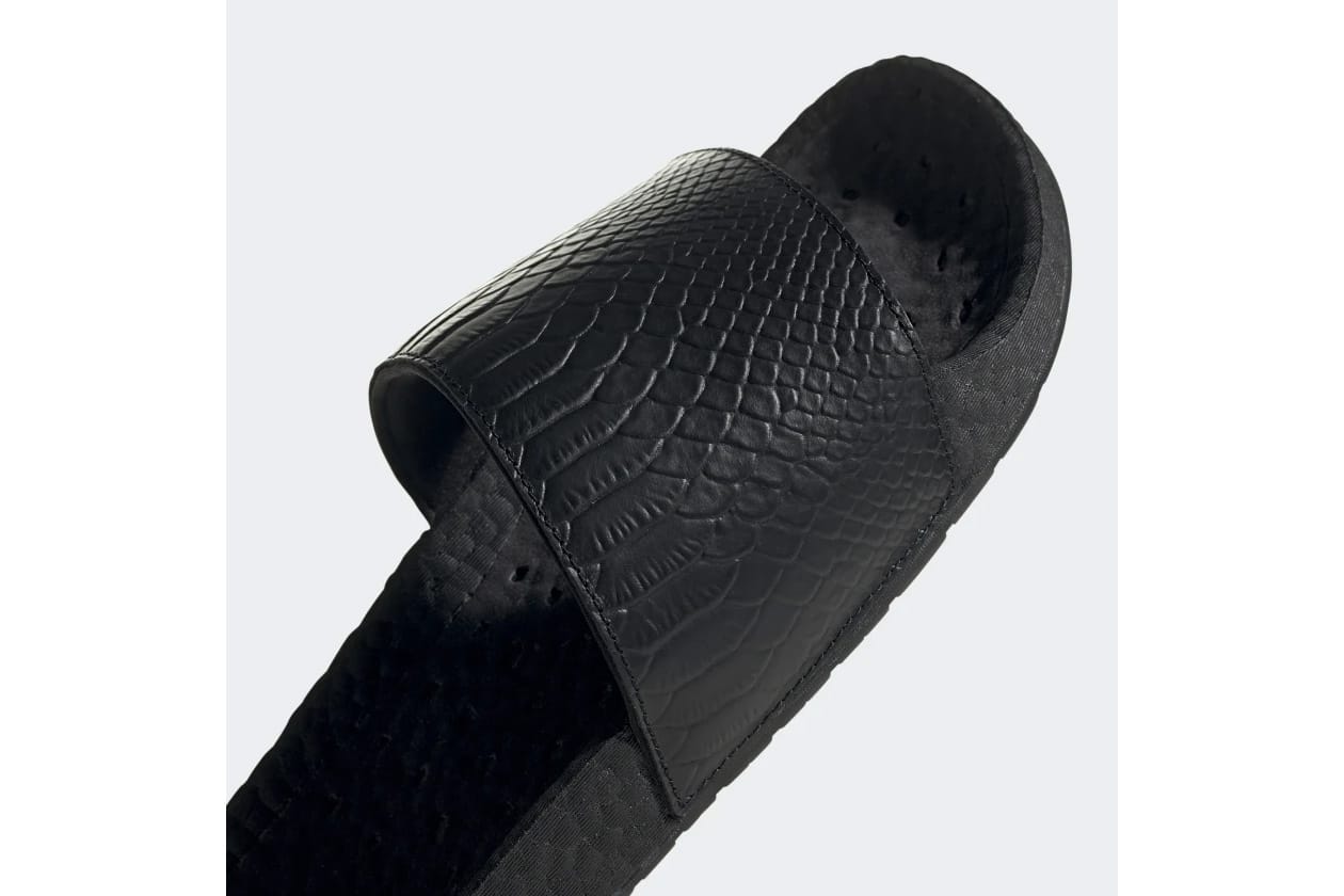 black snakeskin slides