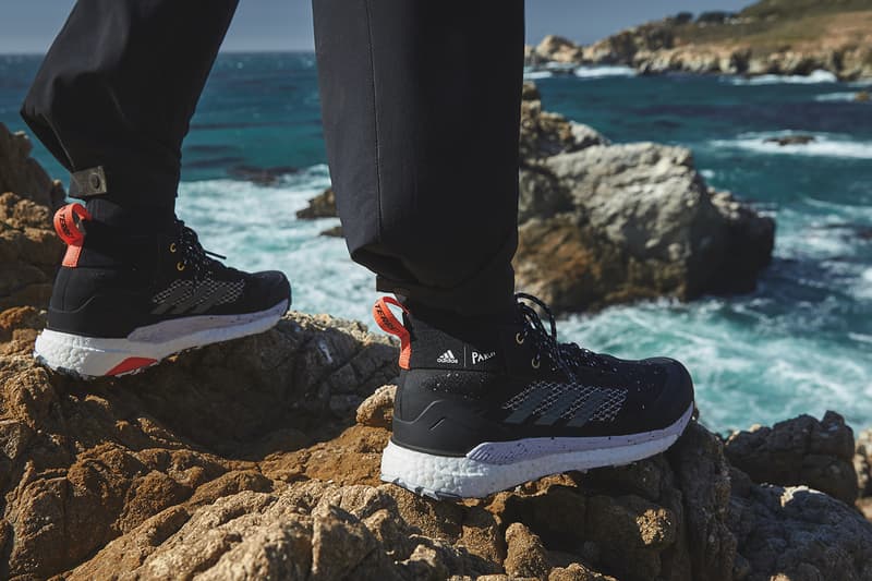 adidas Terrex Free Hiker Parley Release Information First Look Outdoors Shoe Footwear Sneaker News Drop Date High Top BOOST Technology Parley Ocean Plastic Yarn upcycled waste sustainability hiking boot