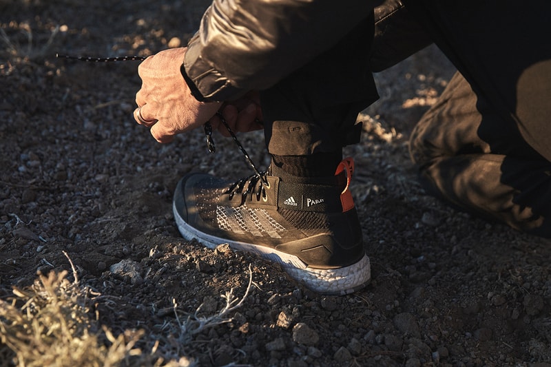 adidas Terrex Free Hiker Parley Release Information First Look Outdoors Shoe Footwear Sneaker News Drop Date High Top BOOST Technology Parley Ocean Plastic Yarn upcycled waste sustainability hiking boot