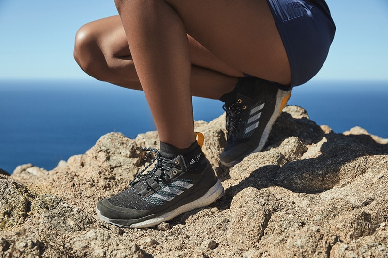 adidas Terrex Free Hiker Parley Release Information First Look Outdoors Shoe Footwear Sneaker News Drop Date High Top BOOST Technology Parley Ocean Plastic Yarn upcycled waste sustainability hiking boot