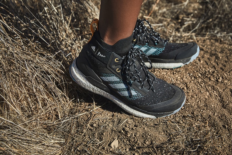 adidas Terrex Free Hiker Parley Release Information First Look Outdoors Shoe Footwear Sneaker News Drop Date High Top BOOST Technology Parley Ocean Plastic Yarn upcycled waste sustainability hiking boot