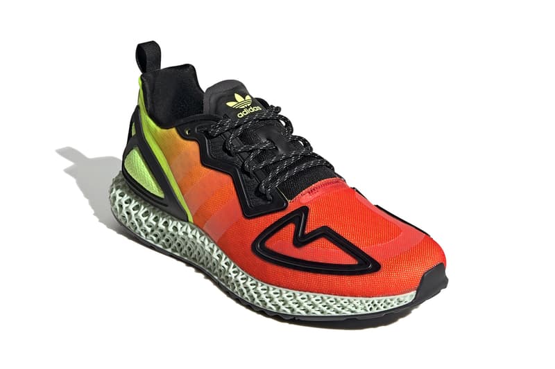 adidas ZX 2K 4D "Red/Orange/Yellow" Heatmap Inspired 4D-Printed Oxygen Light Energy Return Sole Unit Sneaker Three Stripes Footwear Drops Release Information Closer Look