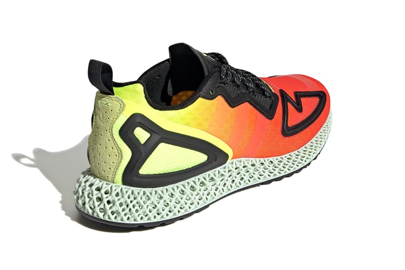 adidas ZX 2K 4D "Red/Orange/Yellow" Heatmap Inspired 4D-Printed Oxygen Light Energy Return Sole Unit Sneaker Three Stripes Footwear Drops Release Information Closer Look