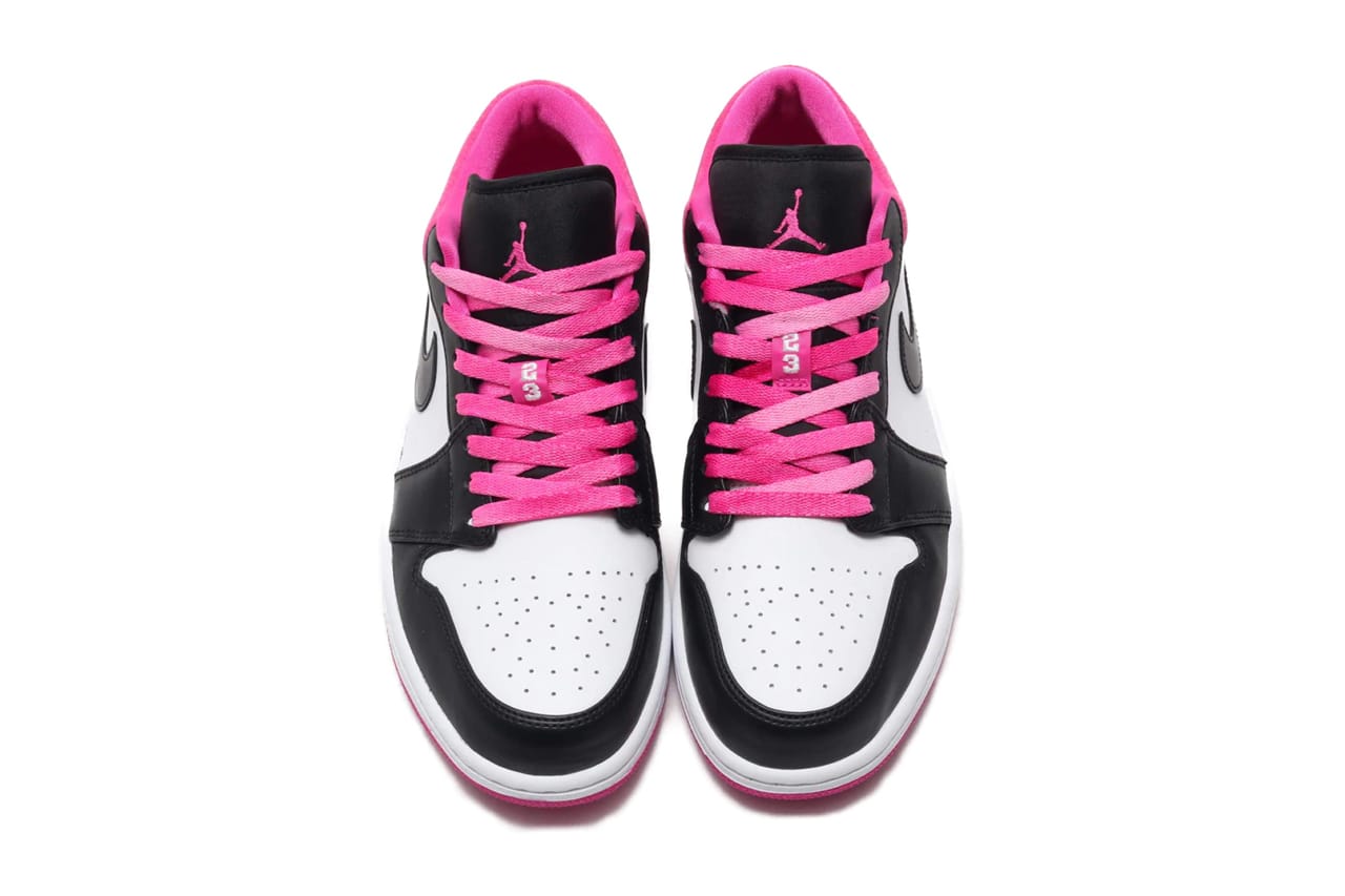 pink black and white jordans