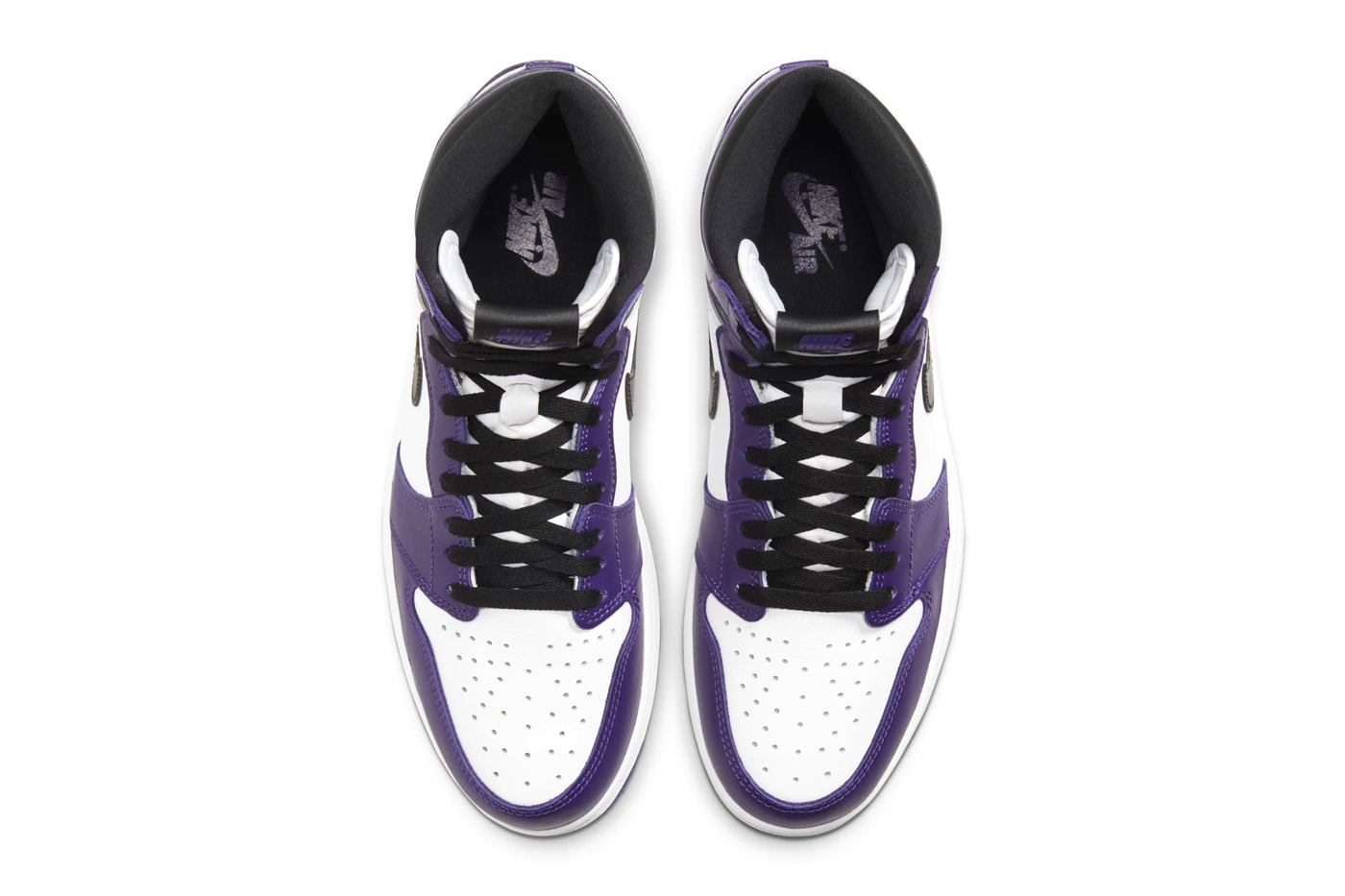 Air Jordan 1 Retro High OG Court Purple Official Look 555088-500 Release Info Black White Brand 575441-500