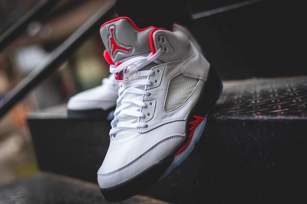 Air Jordan 5 Fire Red Retro Release On Foot Look Images DA1911-102 30th anniversary