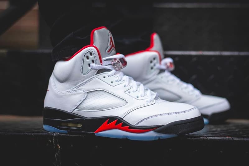 Air Jordan 5 Fire Red Retro Release On Foot Look Images DA1911-102 30th anniversary