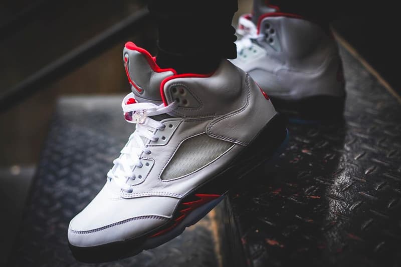 Air Jordan 5 Fire Red Retro Release On Foot Look Images DA1911-102 30th anniversary