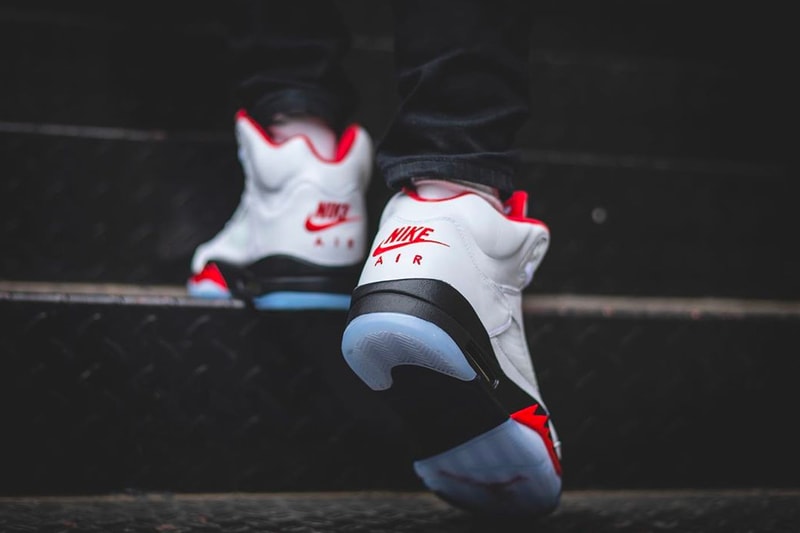 Air Jordan 5 Fire Red Retro Release On Foot Look Images DA1911-102 30th anniversary