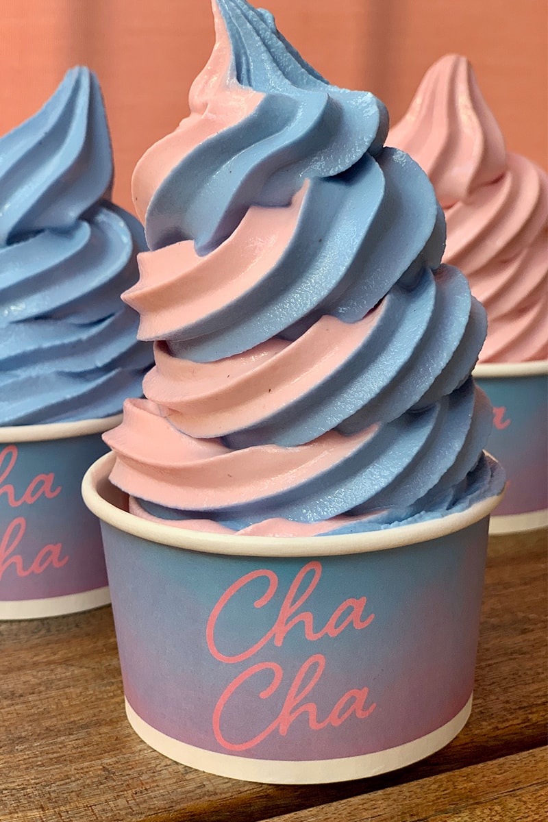 Alex Israel Cha Cha Matcha Sky Backdrop Soft Serve Release Strawberry Blu Algae New York City Los Angeles 