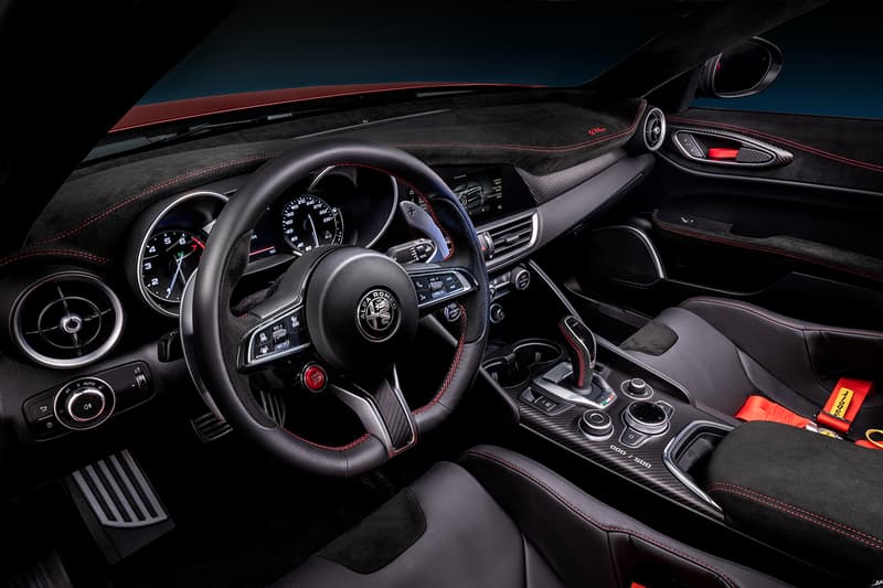 Alfa Romeo Giulia Quadrifoglio GTA Officially Unveiled First Look Italian Four Door Supercar Track Race Automotive News Updates Gran Turismo Alleggerita2.9-litre V6 Bi-Turbo engine 540 BHP GTAm variant Racing Seats Roll Bars 500 Units