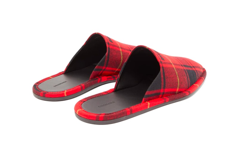 Balenciaga Logo-Embroidered Tartan Flannel Slippers Release Info Buy Price
