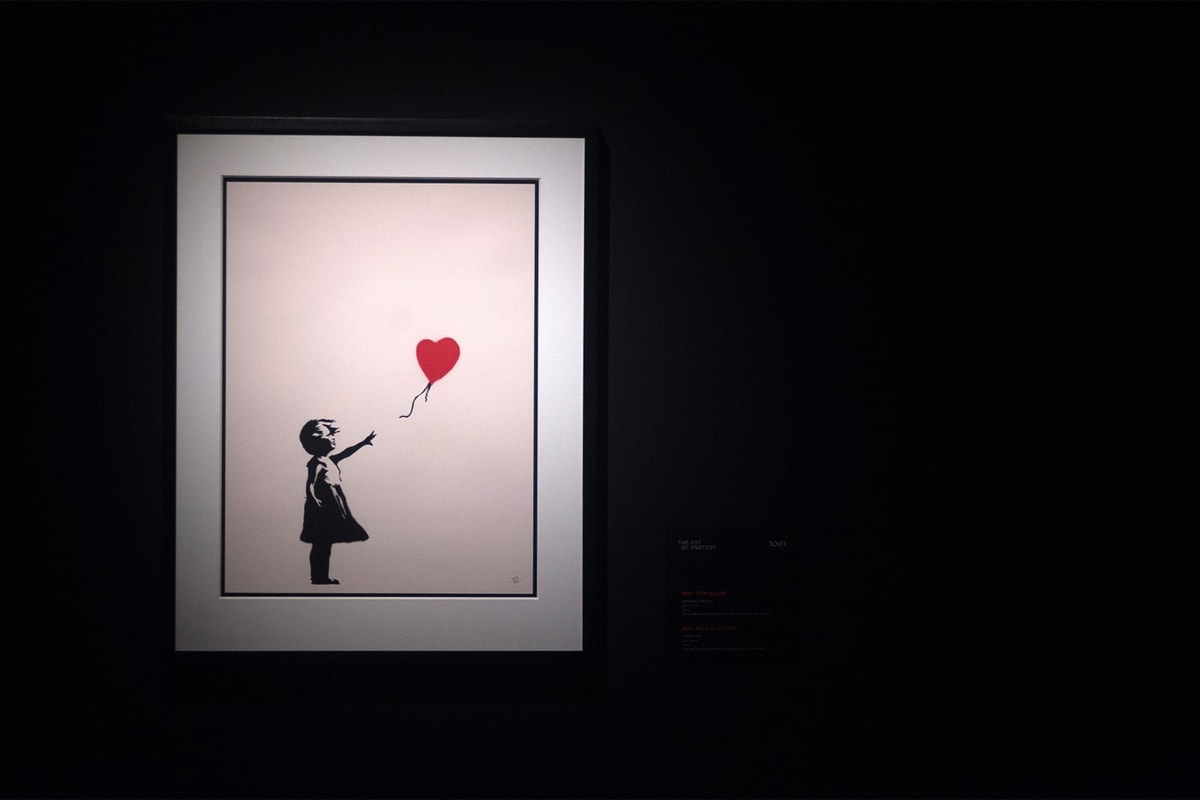 banksy anonymous artist graffiti motif girl with balloon sothebys auctions online artwork art sale 