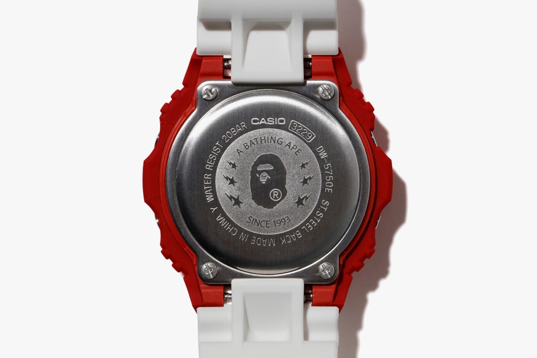 BAPE x Casio G-SHOCK 5750 Watch Collaboration spring summer 2020 ss20 bapesta 20th anniversary timepiece release date info buy march 21 